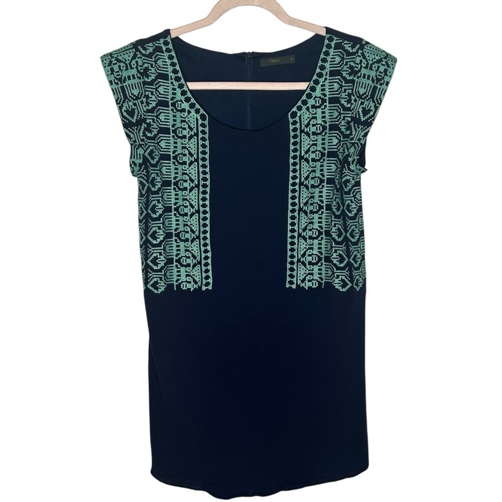 Anthropologie THML Aztec Embroirdered T-Shirt Dress